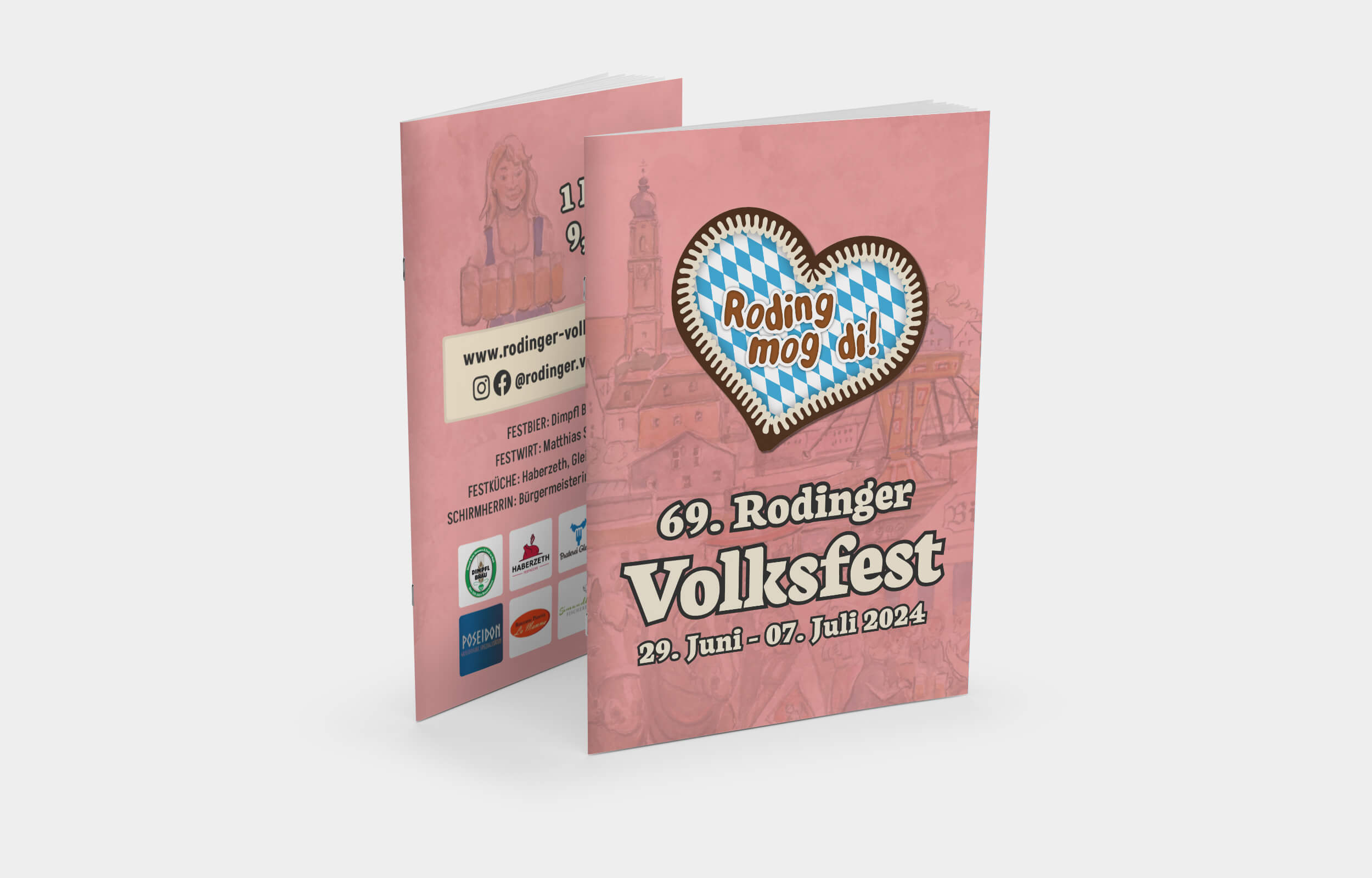 Mockup mit dem Programmflyer für das Rodinger Volksfest